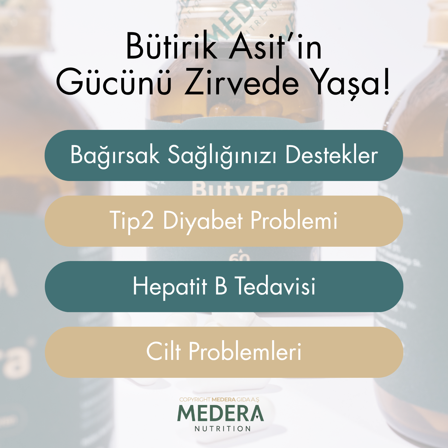 Medera Nutrition ButyEra N-Bütirik Asit ve Kalsiyum İçeren Takviye Edici Gıda Kapsülü